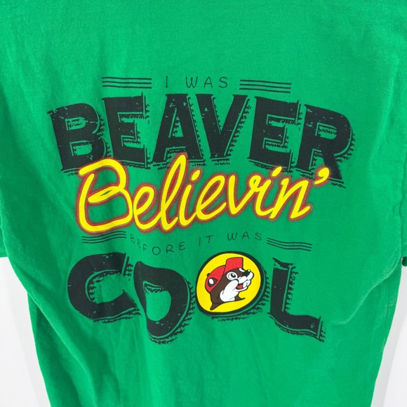 Bucees Green Beaver Believin Before It Was Cool Graphic T-Shirt Mens Medium - Picture 6 of 9